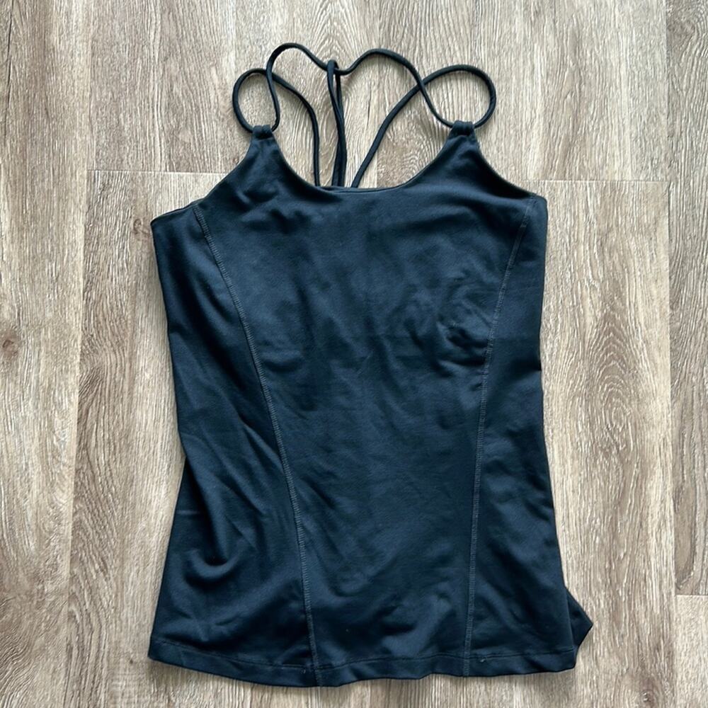 Cabi Power Strappy Back Tank Top Black Size Medium Shelf Bra